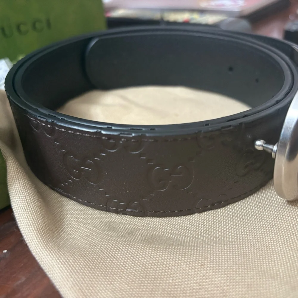 Gucci Brown GG logo belt